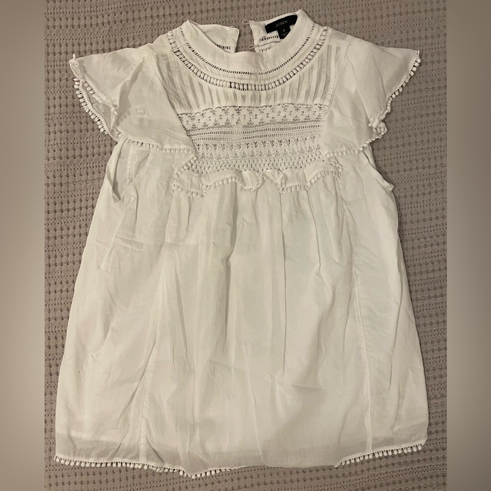 White JCrew Ruffle Tank